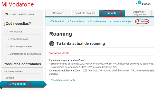 Mi Vodafone roaming Turquía