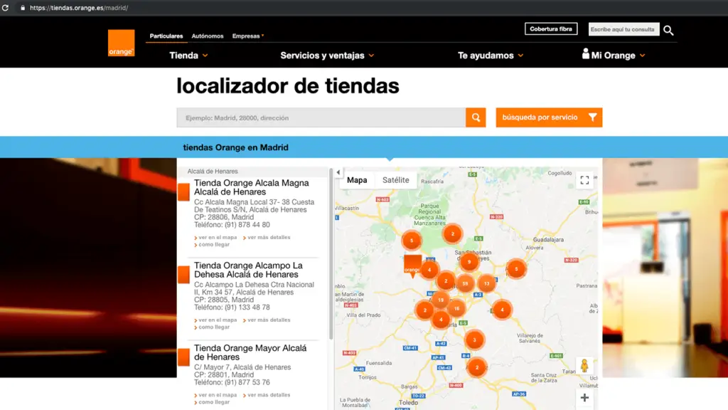 esim orange buscador tiendas 