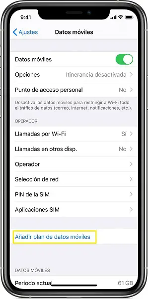 añadir plan de datos iphone o2