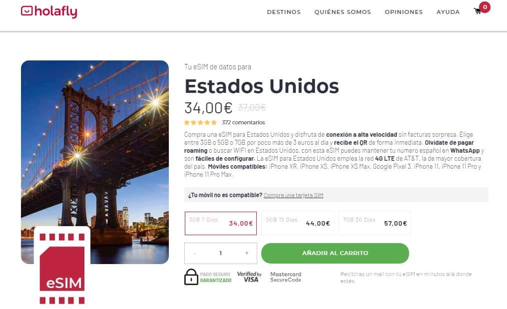 esim internet en el extranjero america holafly