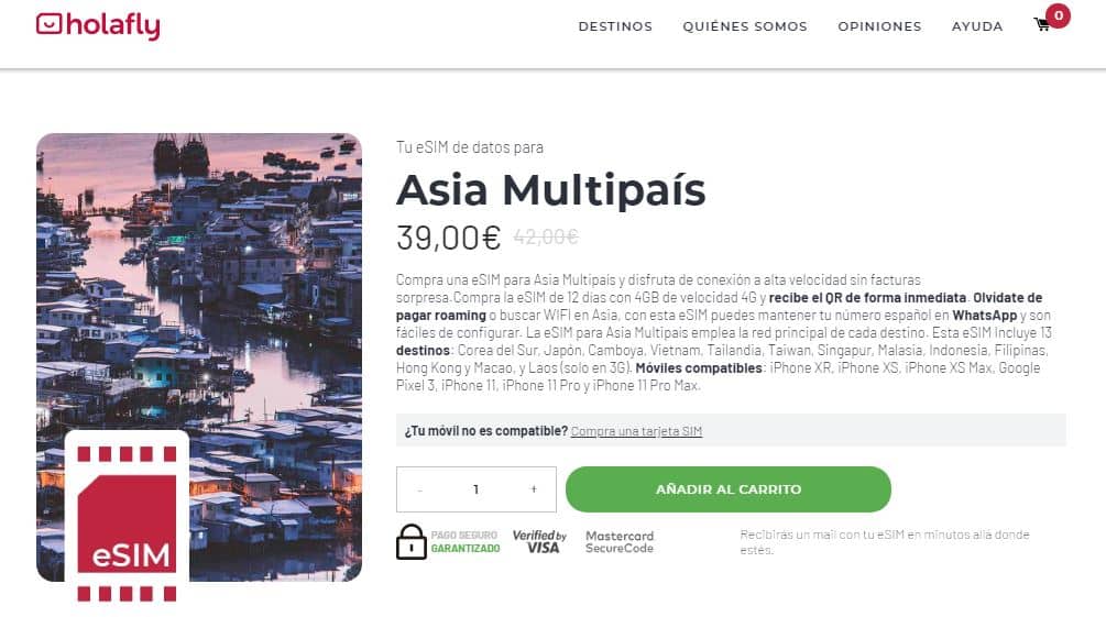 esim internet en el extranjero en asia varios países holafly